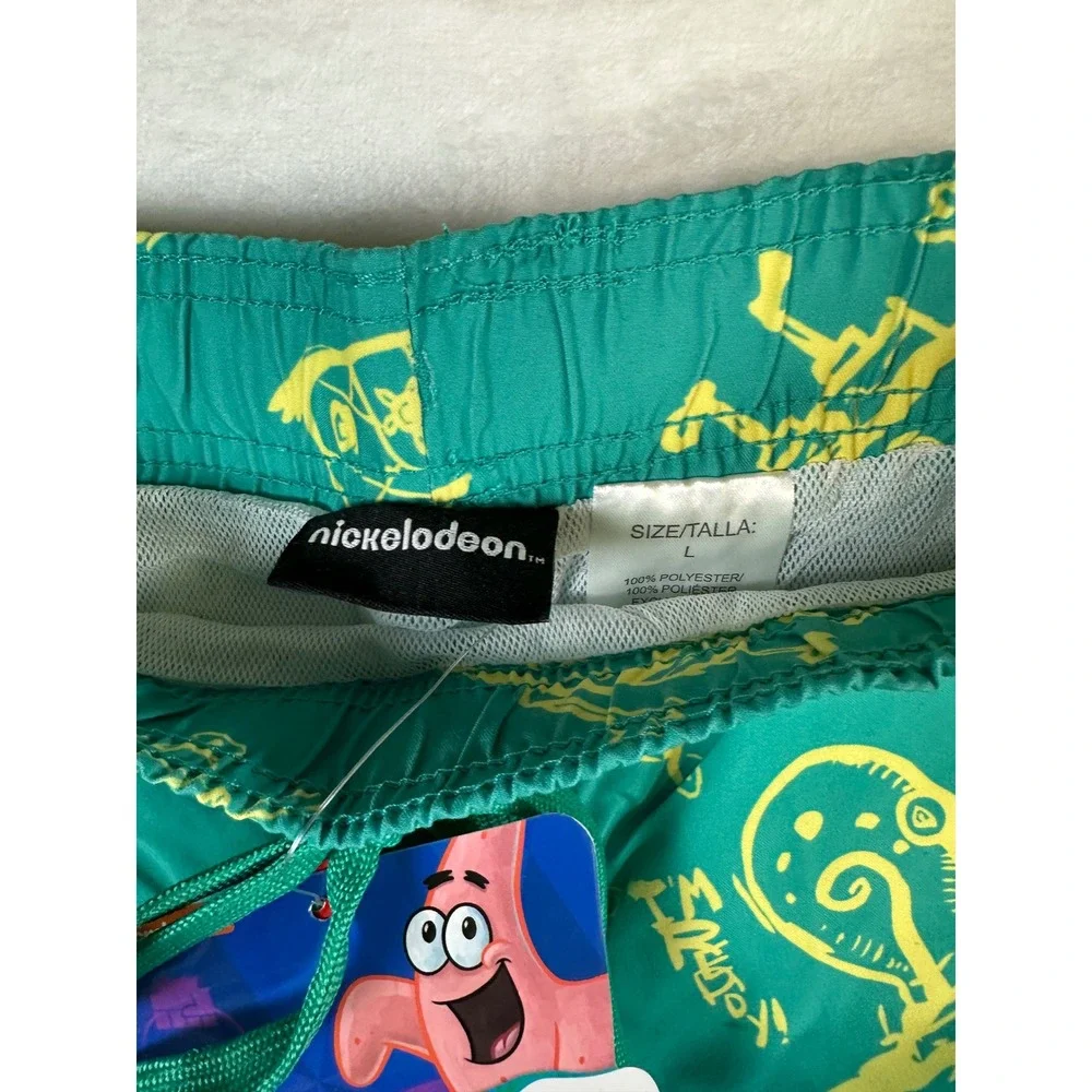 NWT Nickelodeon SpongeBob SquarePants Mens Swim Trunks UPF 50 Board Shorts L